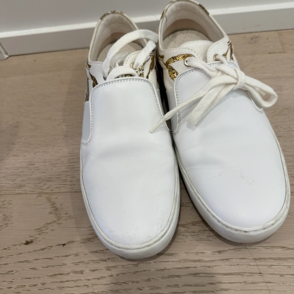 Channel  White Sneakers with Gold Detail - Picture 4 of 5